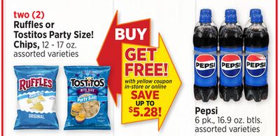 Ruffles or Tostitos Party Size! Chips
