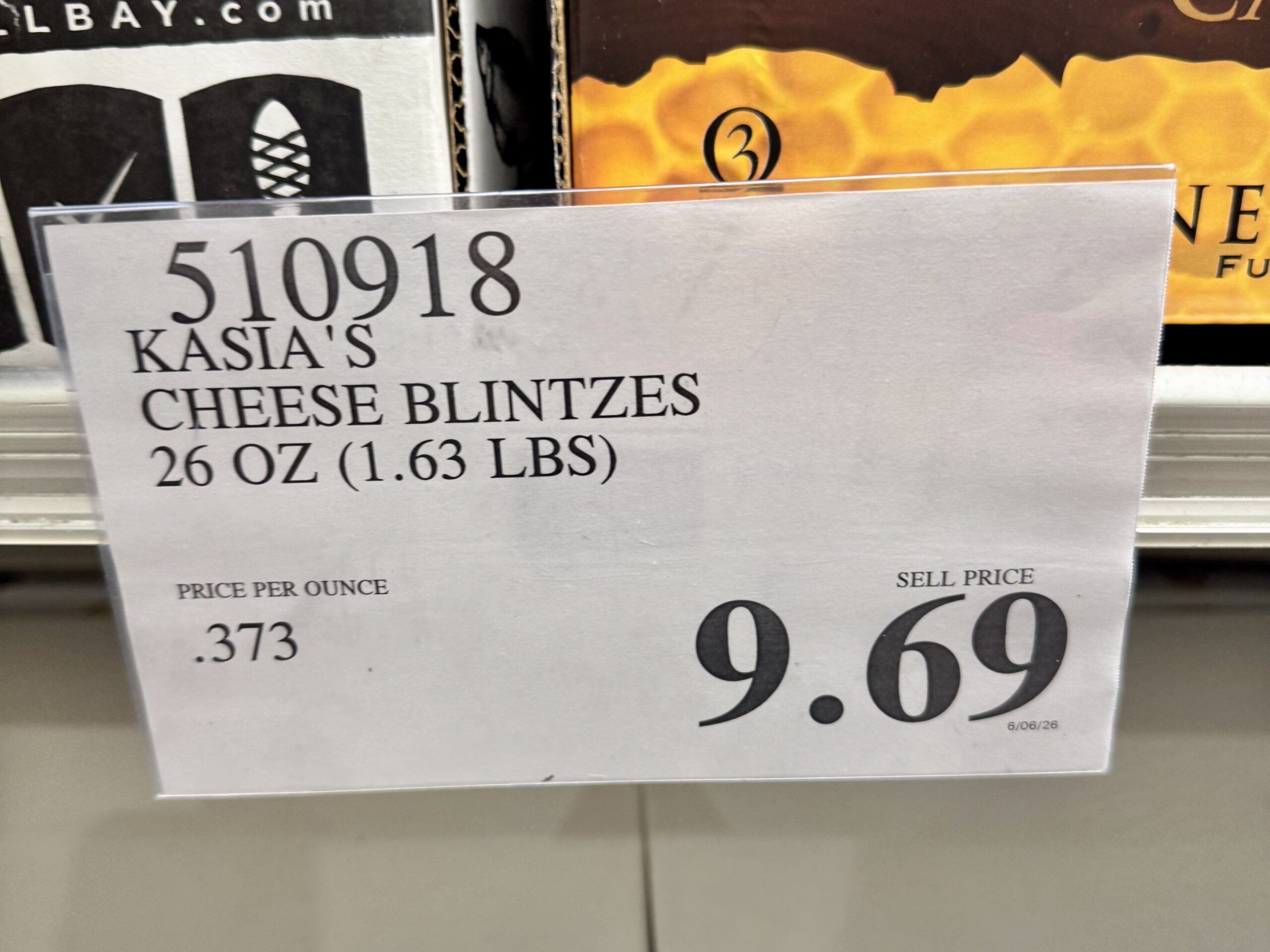 Kasia's Sweet Cheese Blintzes - price tag