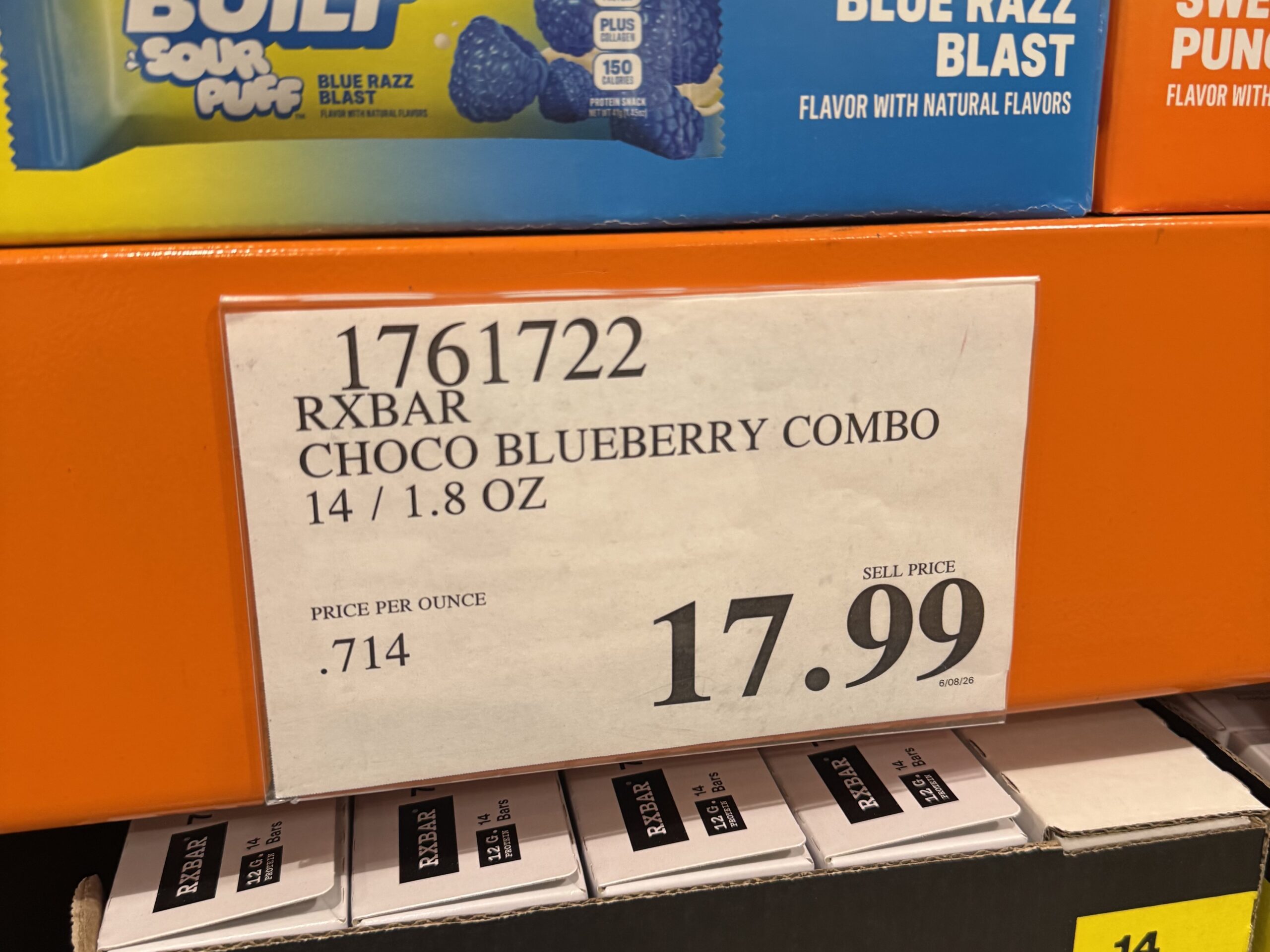 RXBAR Chocolate Sea Salt & Blueberry Variety Pack - price tag