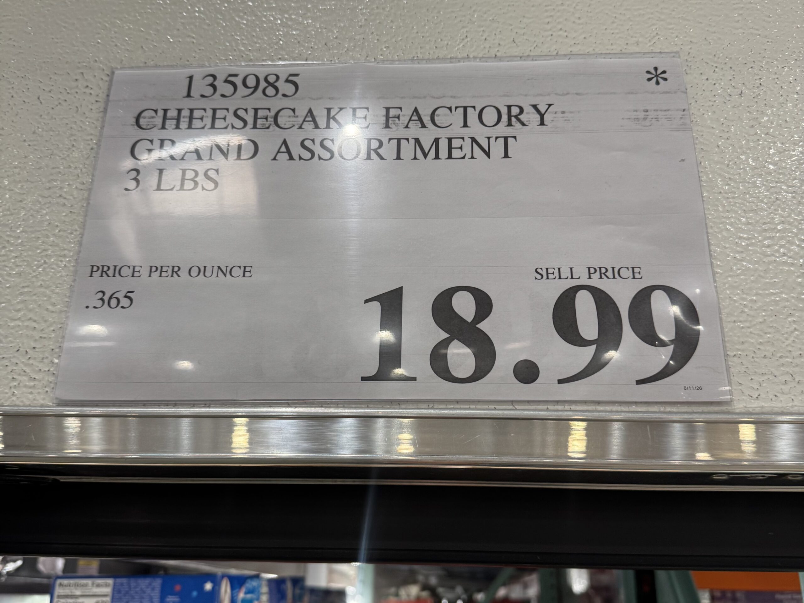 The Cheesecake Factory Grand Cheesecake Assortment - price tag