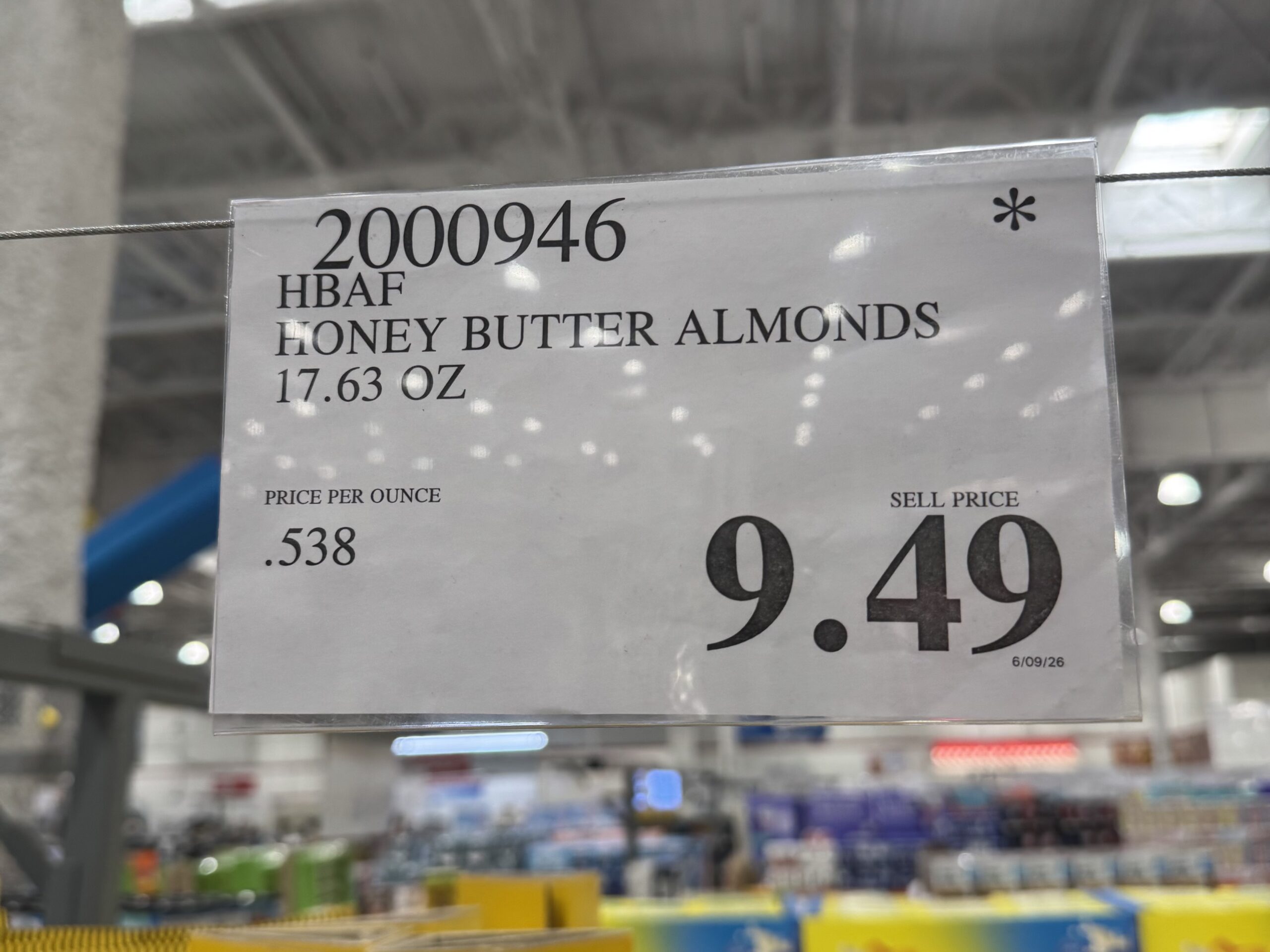 HBAF Honey Butter Almond - price tag