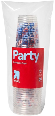 up&up 30-ct. 18-oz. disposable plastic red, white & blue star-pattern party cups