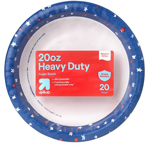 up&up™ 20-ct. 20-oz. disposable paper red, white & blue bowls