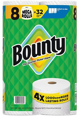 Bounty 8-pk. select-a-size mega-roll paper towels