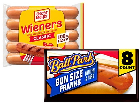 Select Oscar Mayer hot dogs & Ball Park franks