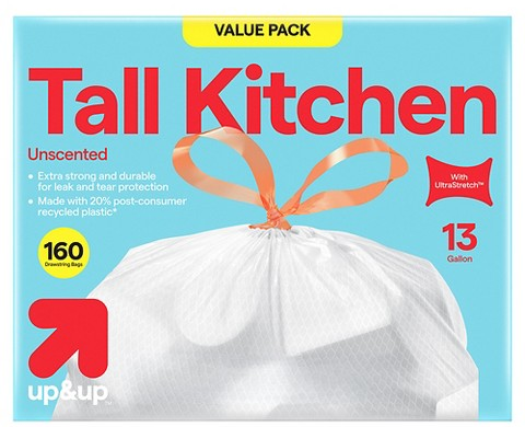 up&up™ 160-ct. 13-gal. tall kitchen trash bags