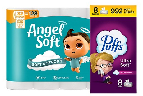 Select trash bags, facial tissue or paper products