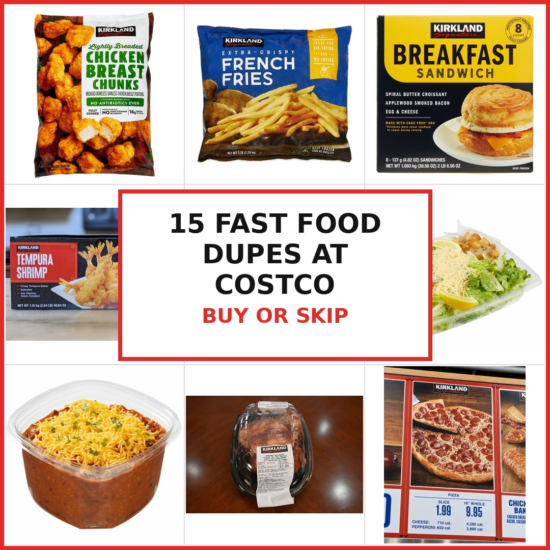 15 Costco fast-food dupes for under restaurant price — chicken chunks, fries, breakfast sandwiches, tempura shrimp, chicken and waffles, food court pizza