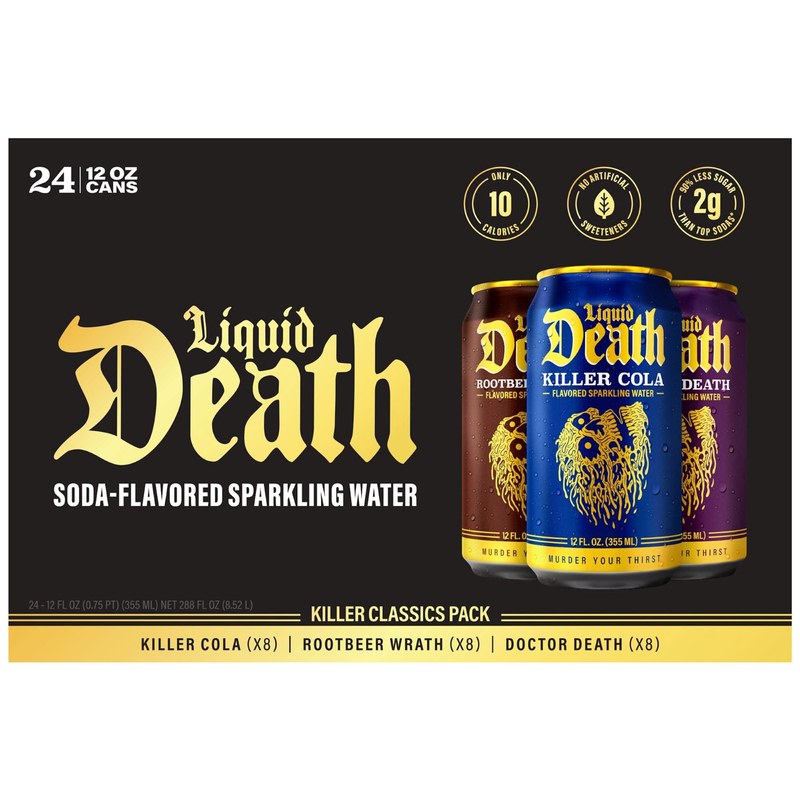 Liquid Death Soda-Flavored Sparkling Water variety pack at Costco