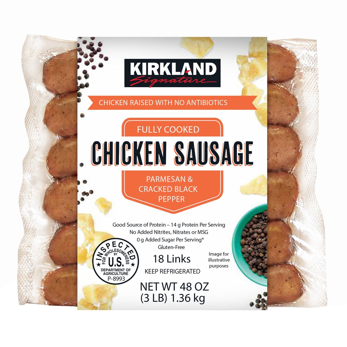 Kirkland Signature Parmesan & Black Pepper Chicken Sausage