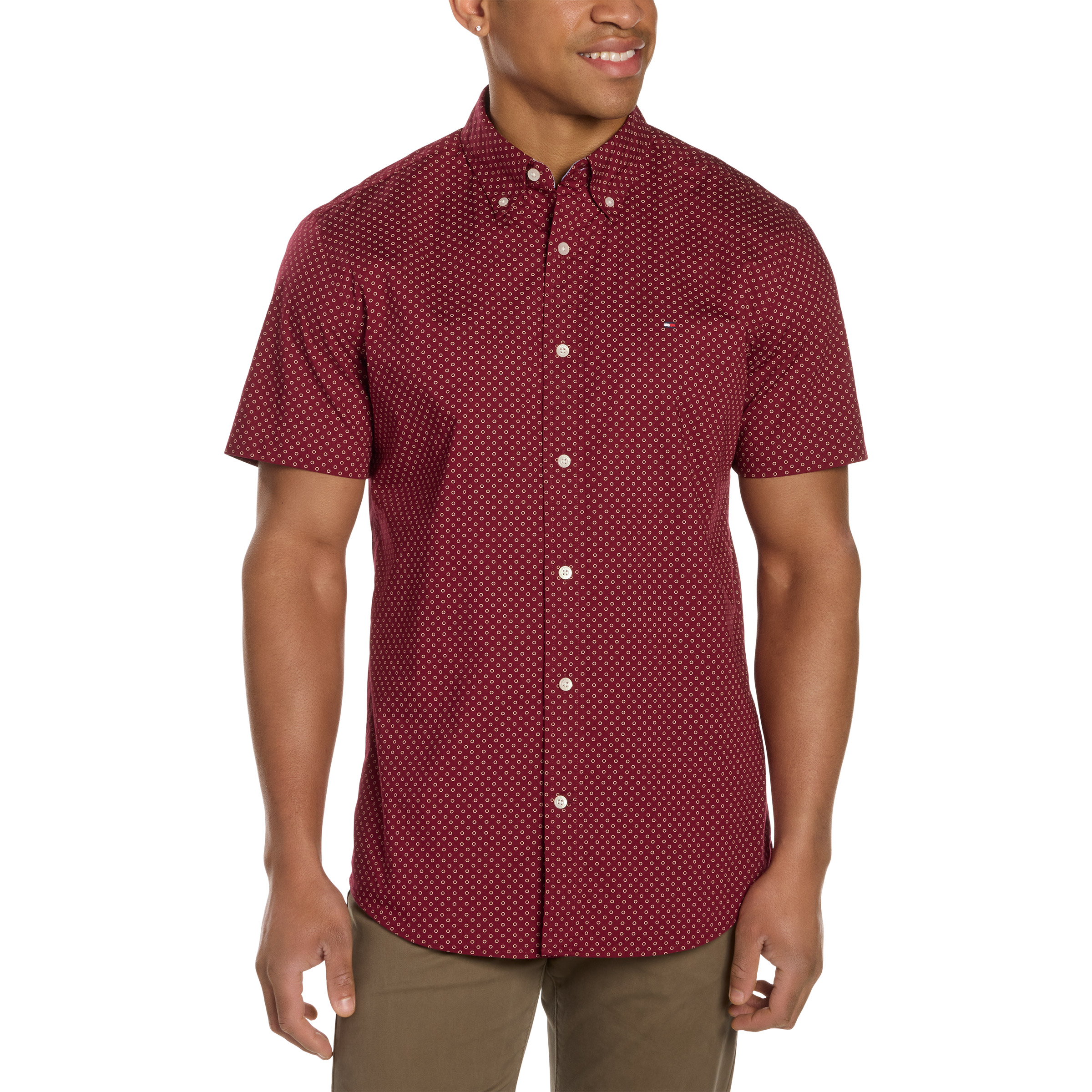 2. Tommy Hilfiger Men's Short Sleeve Woven Shirt — about $24.99