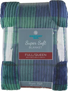 Comfort Bay Full/Queen Size Super Soft Blanket, 86 in x 90 in, Assorted