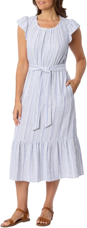 Briggs Women's Linen Blend Tiered Dress