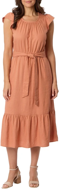 Briggs Women's Linen Blend Tiered Dress
