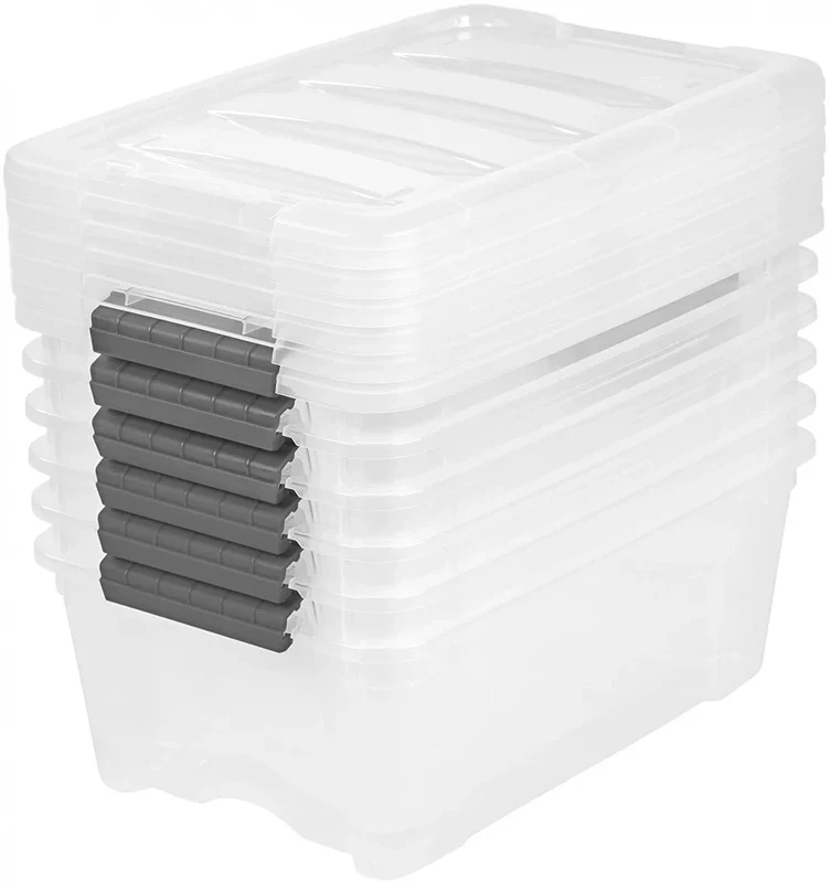 IRIS 12.9 Quart Buckle Up Storage Bin, 6-pack