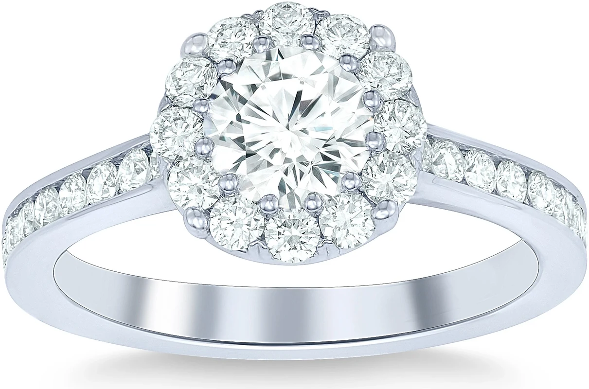Round Brilliant 1.50 ctw VS2 Clarity, I Color Diamond Platinum Halo Ring