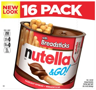 Nutella & GO! Hazelnut and Cocoa Spread With Breadsticks, 1.8 oz, 16 Pack