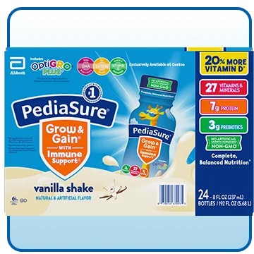 PediaSure with OptiGRO Plus Kids Shake, 8 fl oz, 24-Count, Vanilla