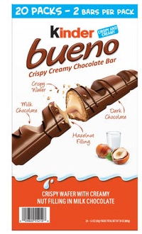 Kinder Bueno Chocolate and Hazelnut Chocolate Bars, 2 Bars, 1.5 oz, 20 Pack
