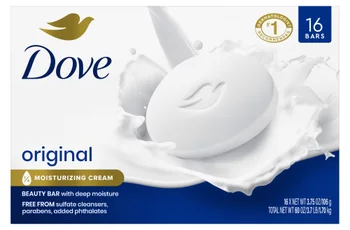 Dove Moisturizing Beauty Bar Soap Original, 3.75 oz, 16 Bars