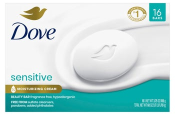 Dove Moisturizing Beauty Bar Soap Sensitive Skin, 3.75 oz, 16 Bars