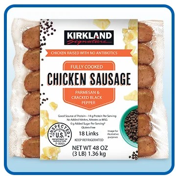 Kirkland Signature Parmesan and Black Pepper Chicken Sausage, 3 lbs