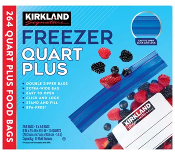 Kirkland Signature Freezer Quart Plus Bags, 264-count