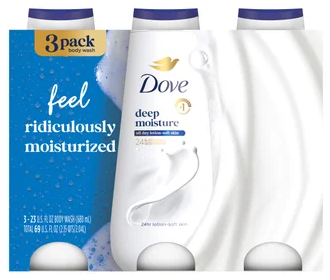 Dove Deep Moisture Body Wash, 23 fl oz, 3-pack