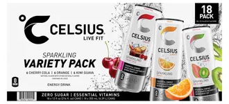 Celsius Sparkling Energy Drink, Core Variety Pack, 12 fl oz, 18-count