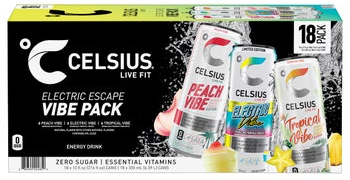 Celsius Vibe Energy Drink, Variety Pack, 12 fl oz, 18-count