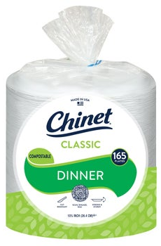 Chinet Classic Dinner 10-3/8" Paper Plate, 165-count