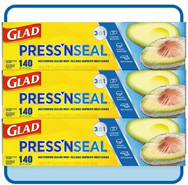 Glad Press'n Seal Plastic Wrap, 140 sq ft, 3-Count