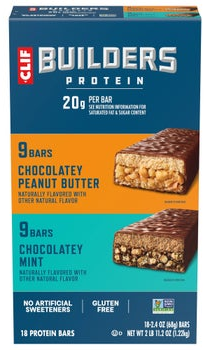 Clif Builder's Protein Bar, Variety Pack, 2.40 oz, 18-count
