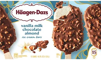 Häagen-Dazs Vanilla Milk Chocolate Almond Ice Cream Bars