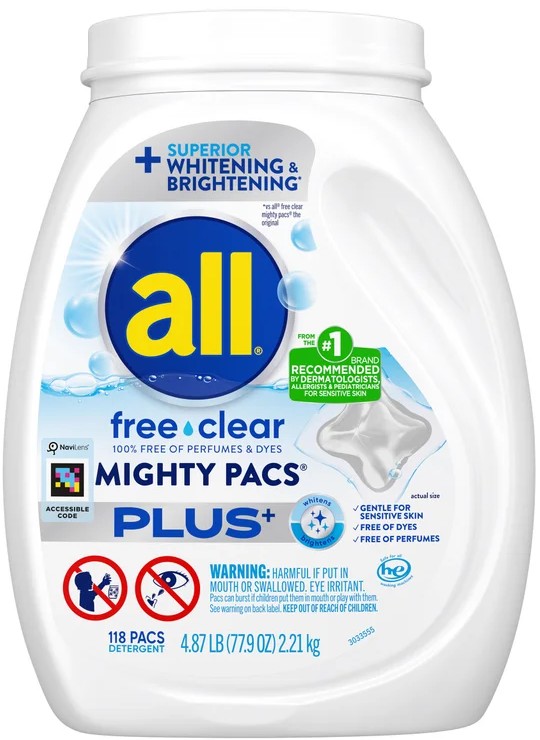 All Free & Clear Plus Laundry Detergent Mighty Pacs