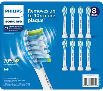 Philips Sonicare Two-in-One Plaque Removal + Whitening Replacement Brush Heads