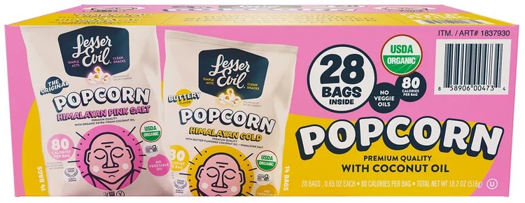 LesserEvil Organic Himalayan Popcorn with Coconut Oil