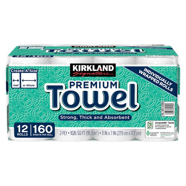 Kirkland Signature Paper Towels 2-ply 12-count