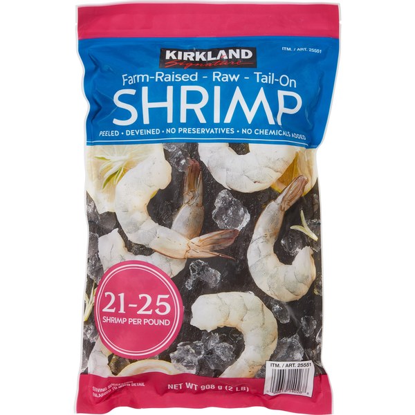 Kirkland Signature Farm-Raised Tail-On Shrimp 21-25 count 2 lbs