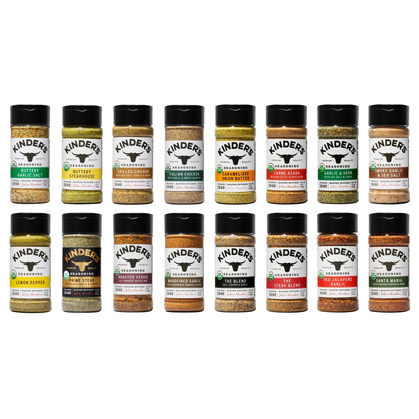 Kinder's Variety Seasoning Pack - 16 containers including Cowboy Butter, Carne Asada, Red Jalapeno Garlic, $49.99