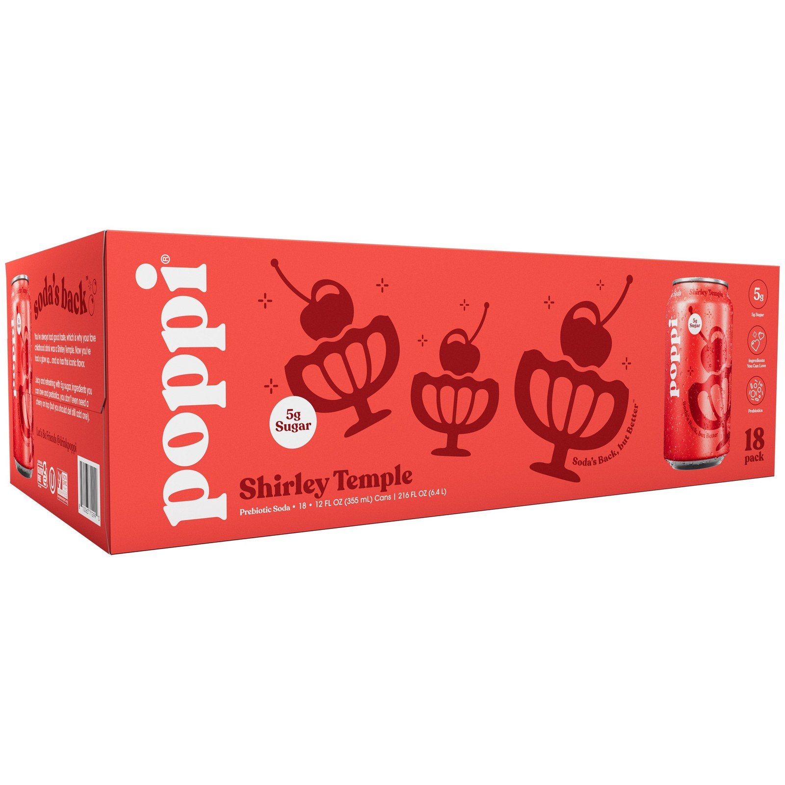 Poppi Shirley Temple Soda - 12 ounce cans, 18-count, $26.49