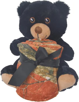 Printed Throw with Wildlife Animal Soft Toy, Assorted