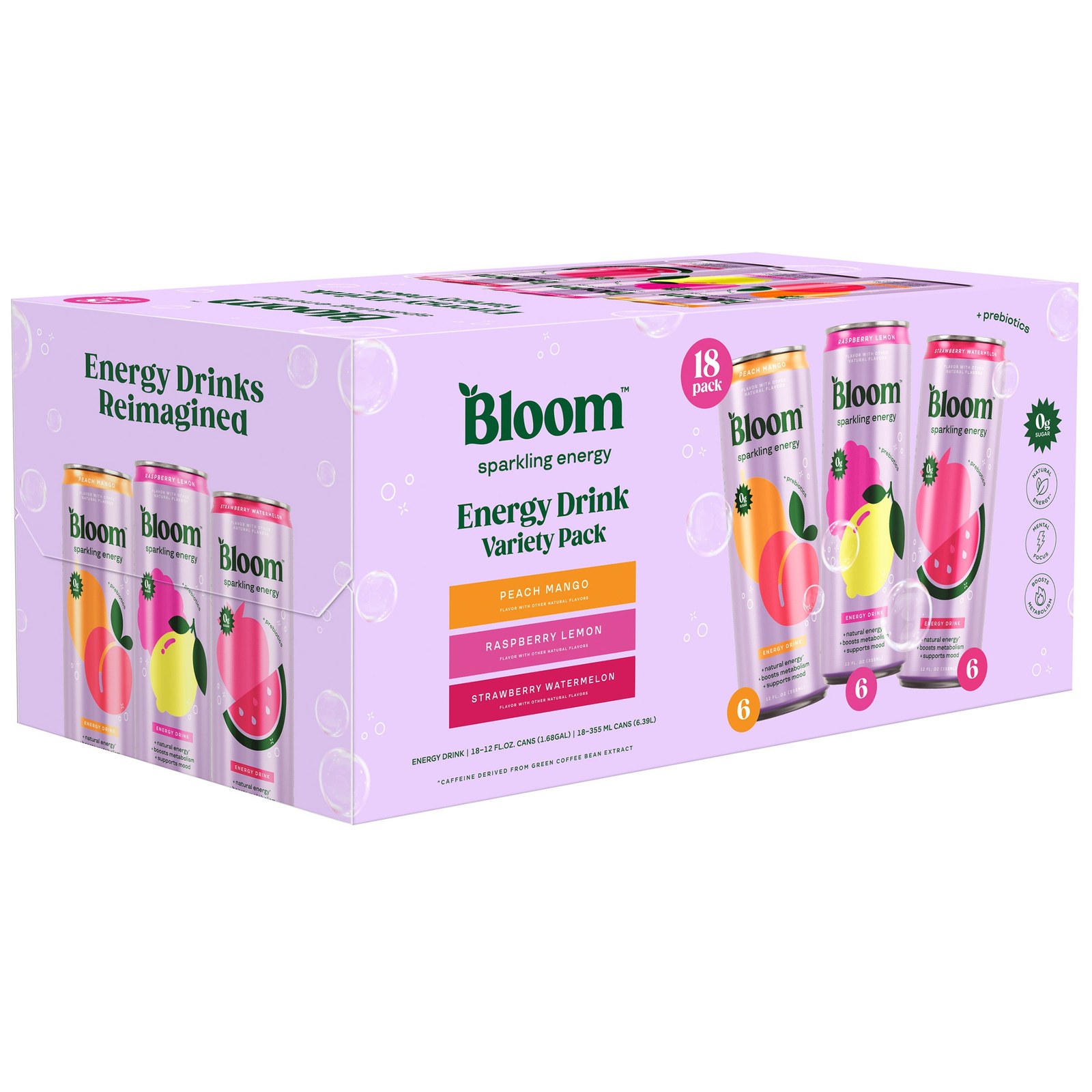 Bloom Nutrition Sparkling Energy Drinks – ~$28.99 (18-count variety pack)