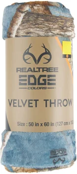 Realtree Edge Colors Velvet Throw Blanket, 50 in x 60 in, Assorted