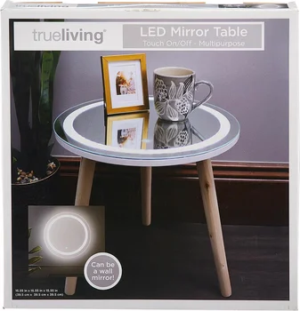 True Living Multipurpose Round LED Mirror Table, 15.55 in