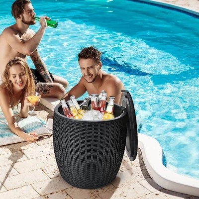Costway 4-in-1 Wicker Cooler and Side Table - $76