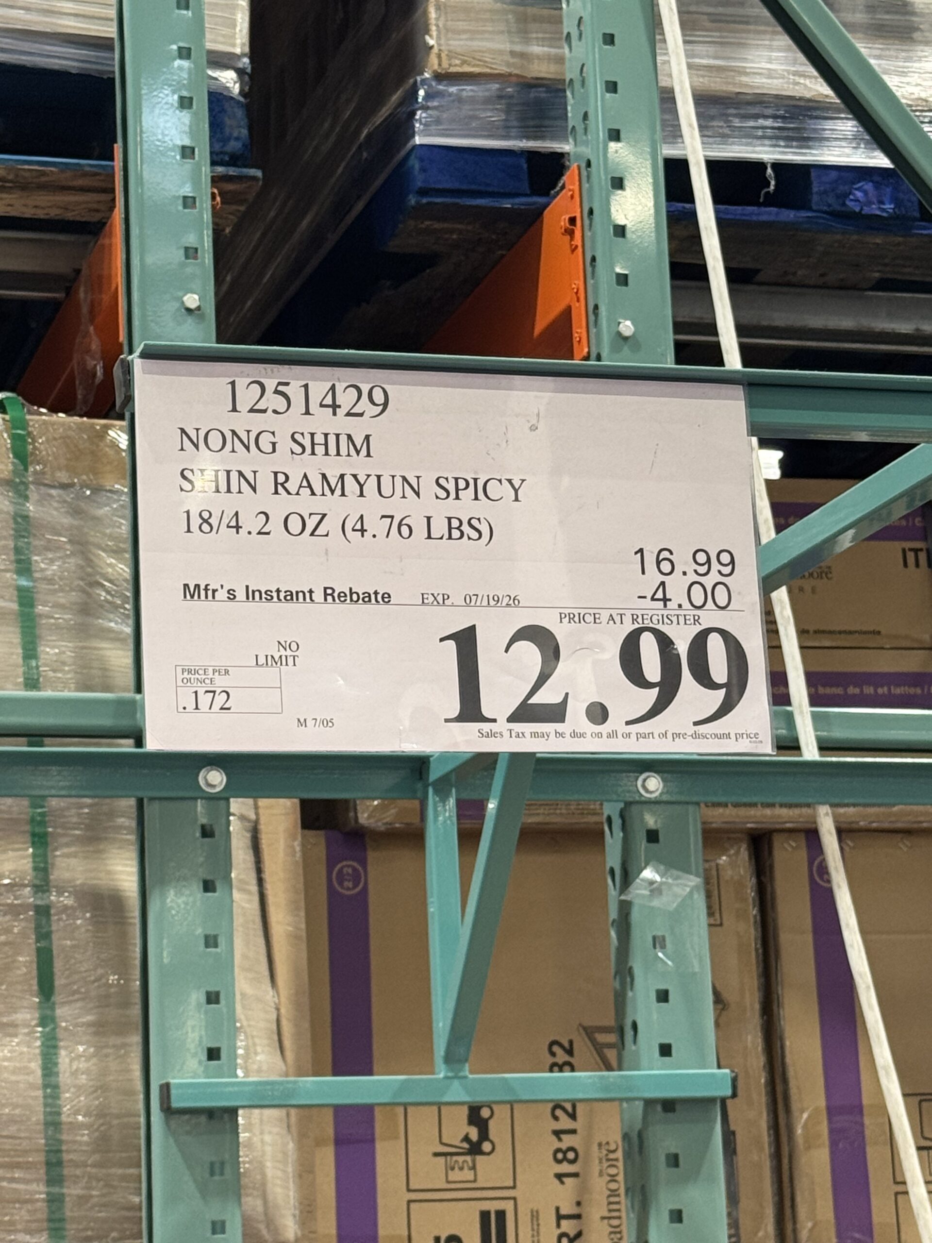 Nongshim Shin Ramyun - price tag