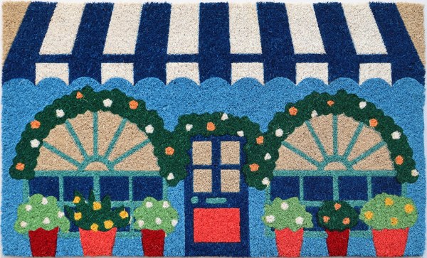Mainstays Blue Flower Shop Coir Doormat - $5.00