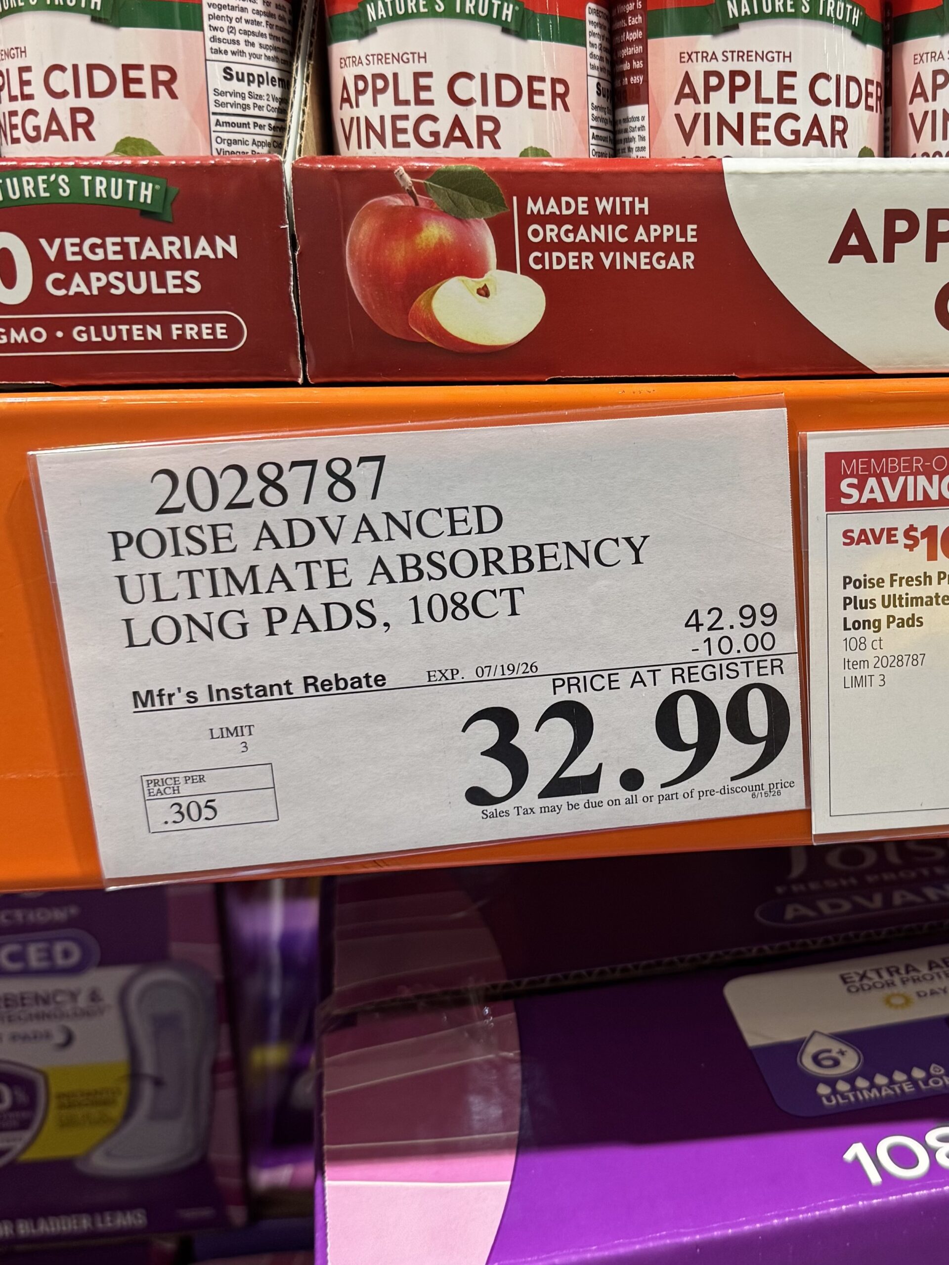 Poise Fresh Protection Advanced Pads - price tag