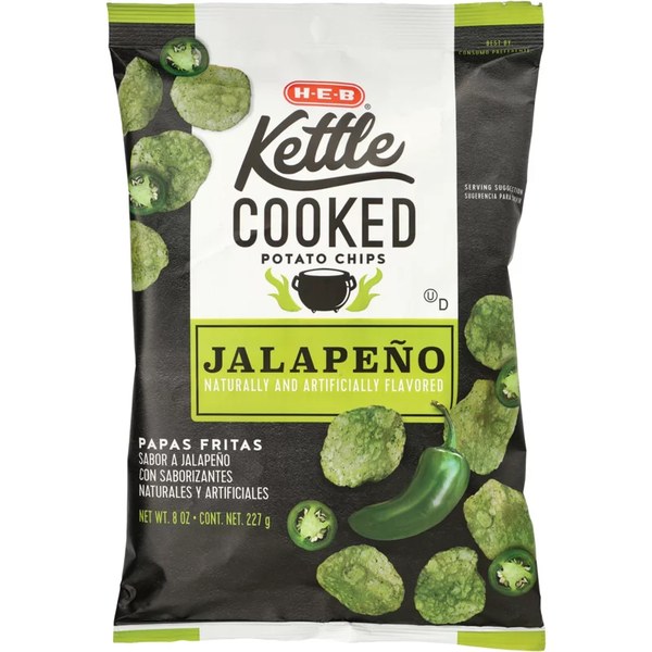 H-E-B Kettle Cooked Potato Chips – Jalapeño, 8 oz